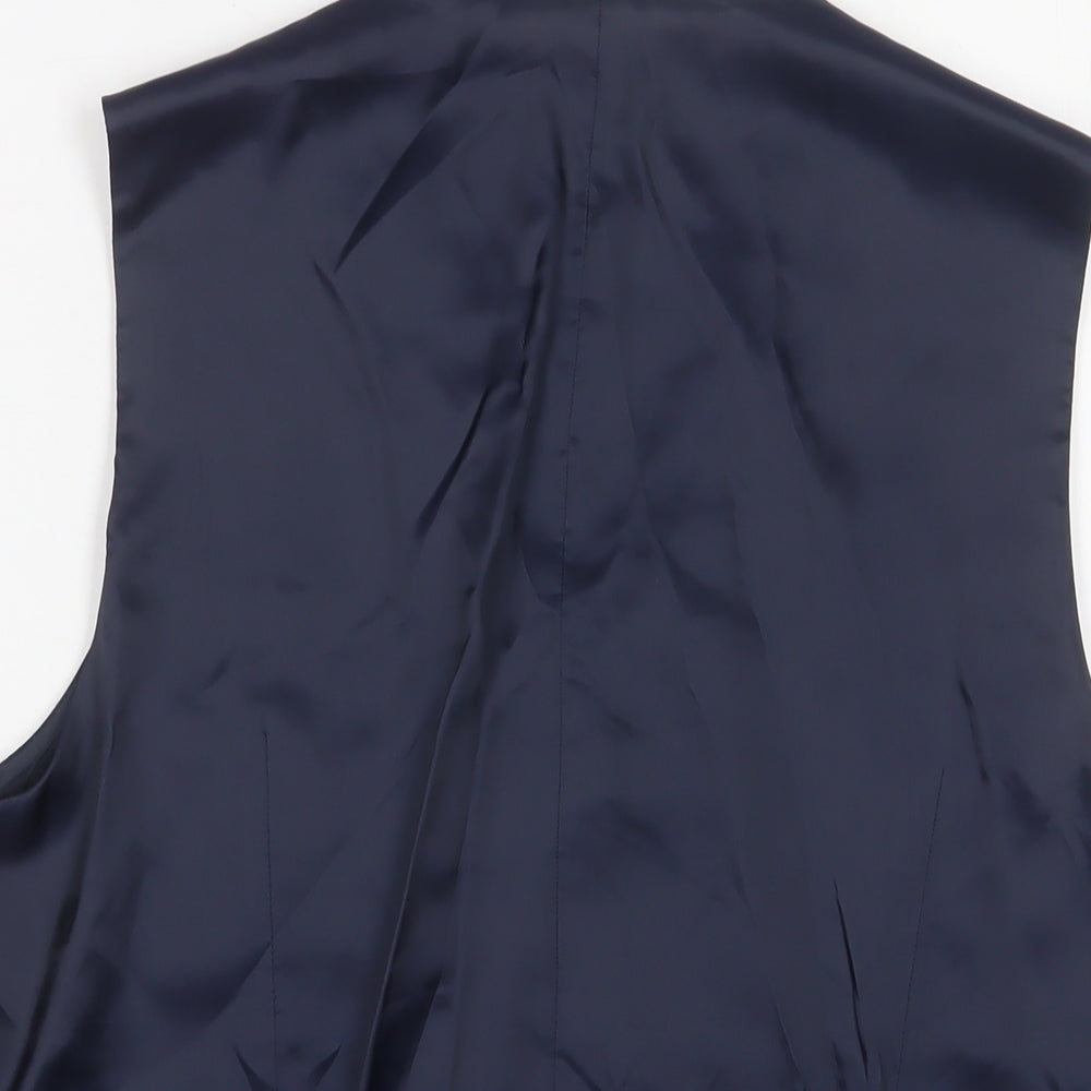 Marks & Spencer Mens Blue Polyester Jacket Suit Waistcoat Size 38 Regular