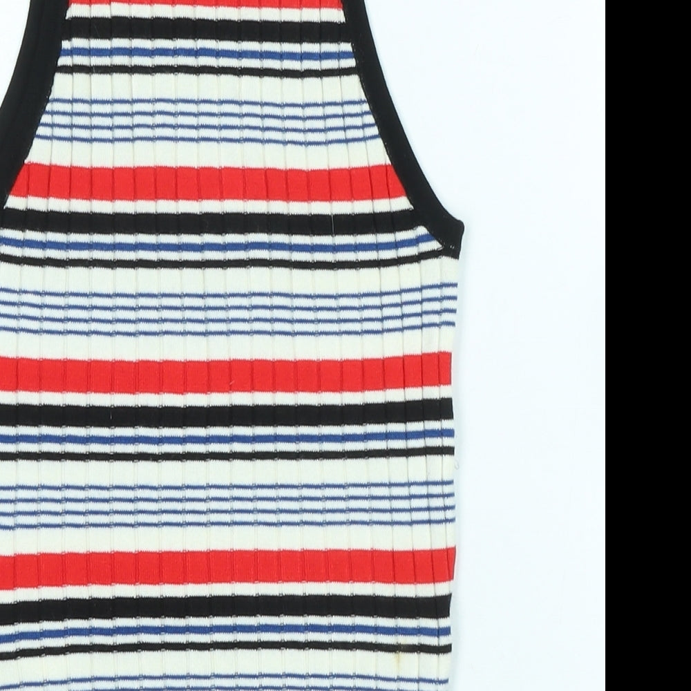 Divided Womens Multicoloured Square Neck Striped Polyimide Vest Jumper Size XS
