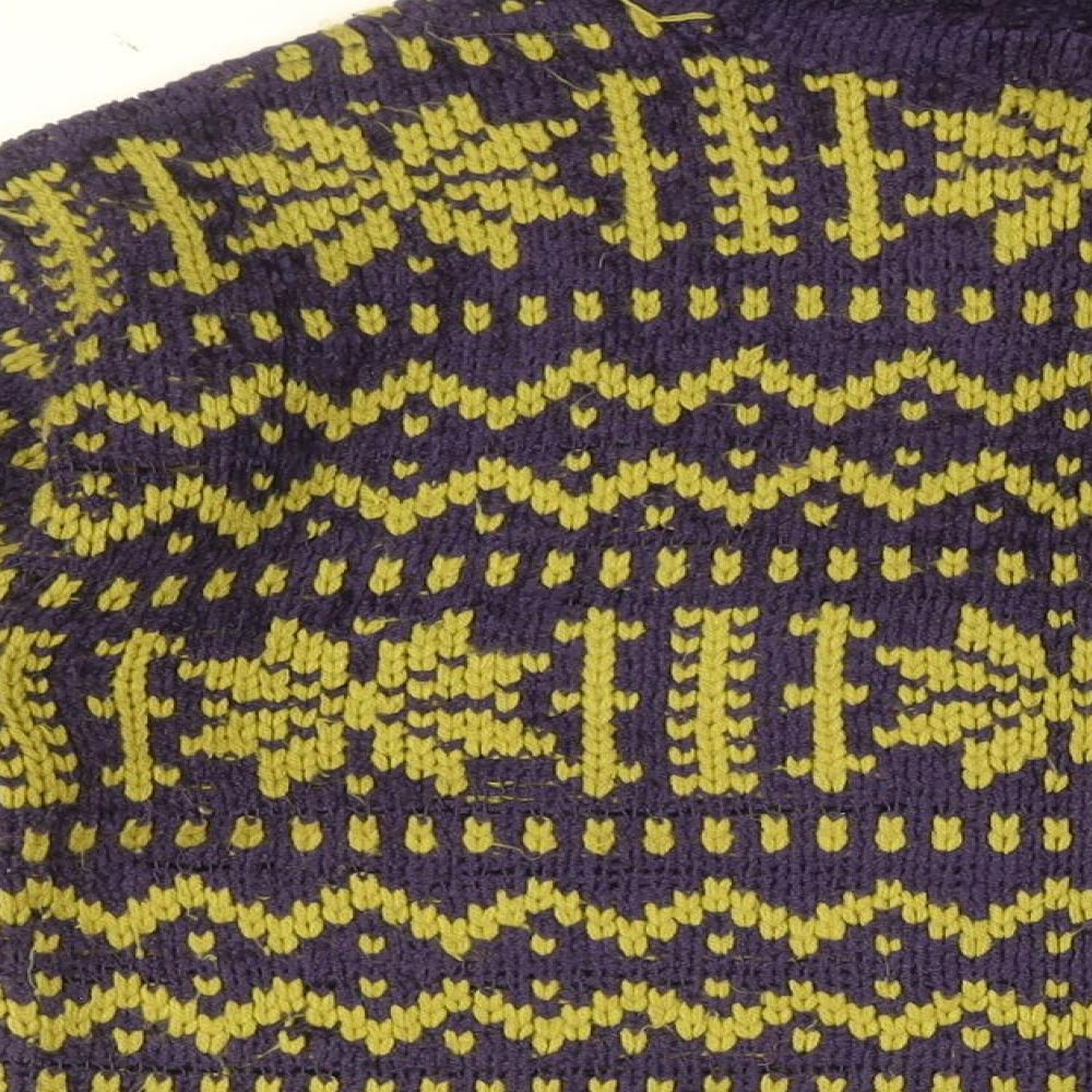 Postscript Womens Purple Roll Neck Geometric Acrylic Pullover Jumper Size M