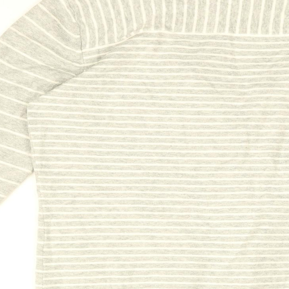 Gap Womens Grey V-Neck Striped Cotton Cardigan Jumper Size M