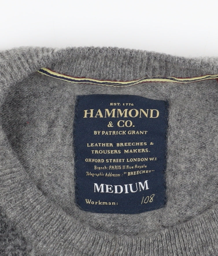 Brand and care label for Hammond & Co. Grey Medium Check Wool jumper