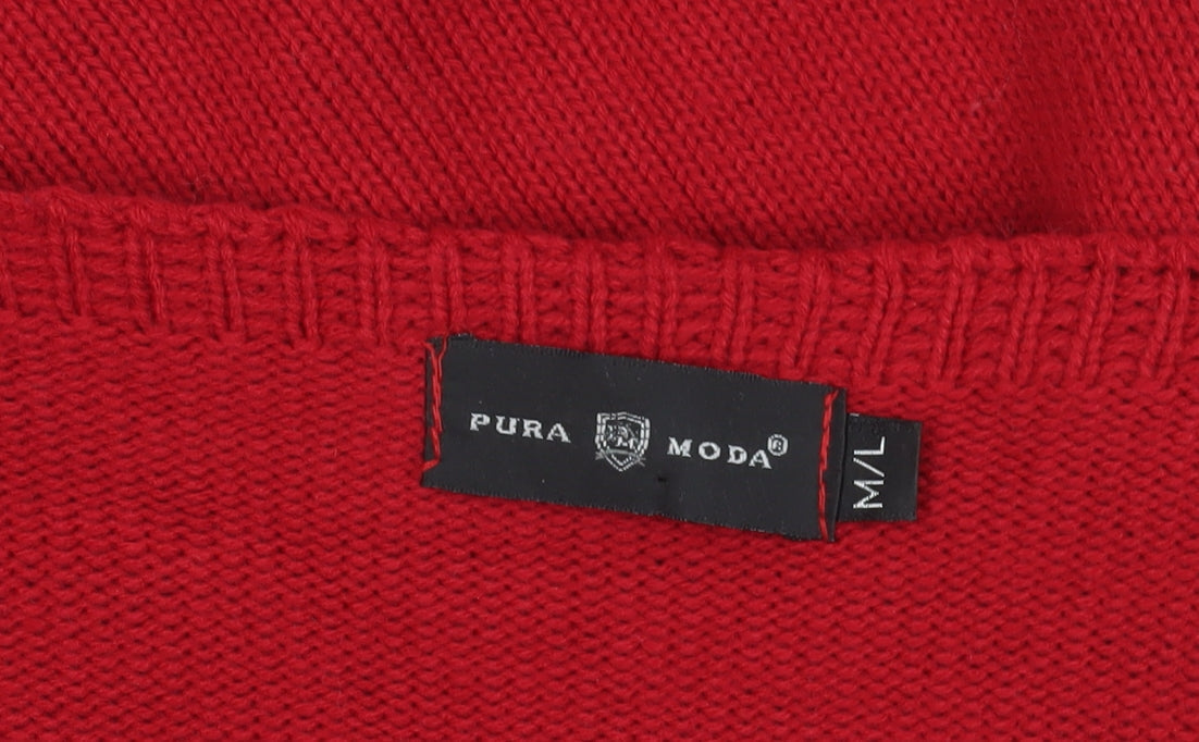 Pura Moda Red Christmas Jumper M Pullover V-Neck