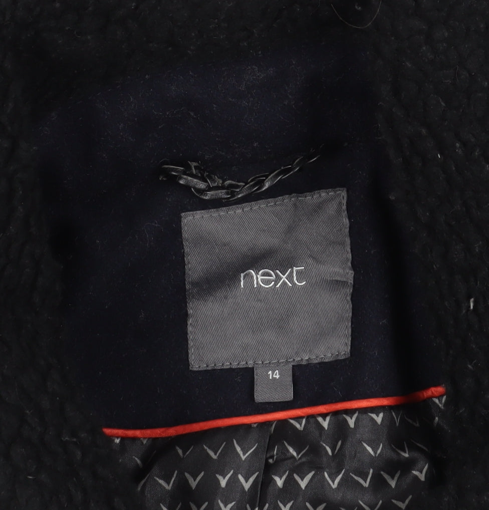 Next Black Wool Overcoat, Size 14, Casual Zip