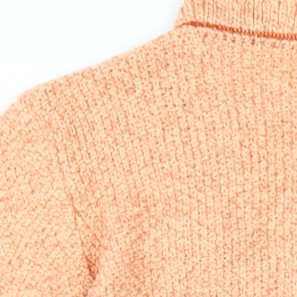 Olsen Womens Orange V-Neck Cotton Cardigan Jumper Size 10