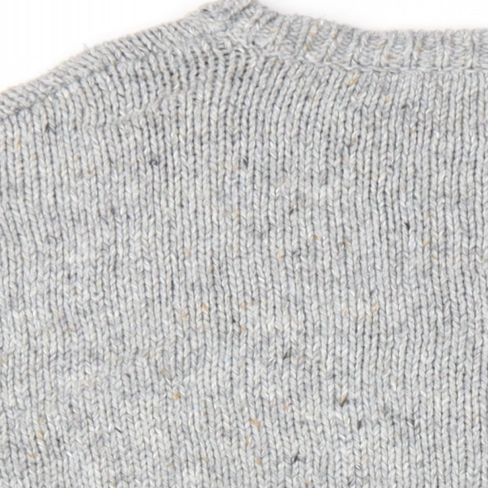 Mango Womens Grey Round Neck Acrylic Pullover Jumper Size M