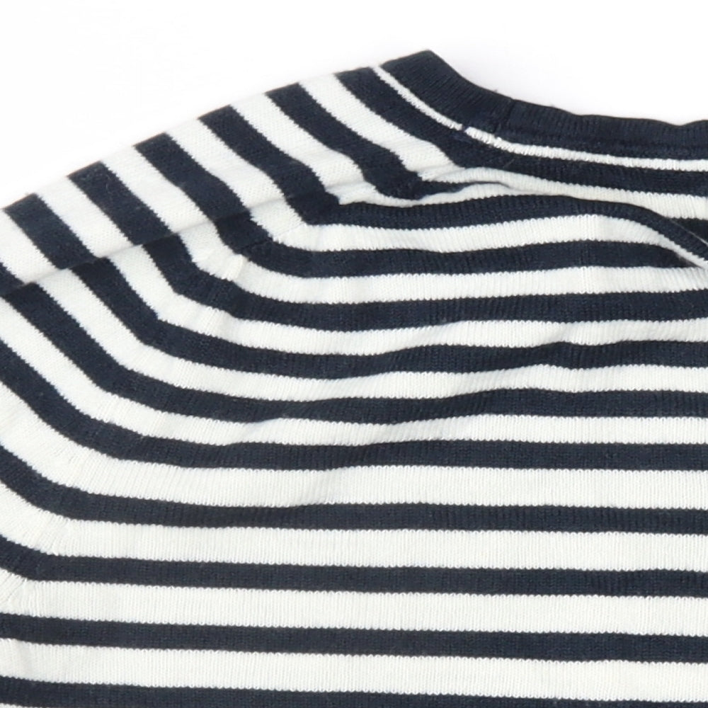 Maine Womens Ivory Round Neck Striped Acrylic Pullover Jumper Size 20