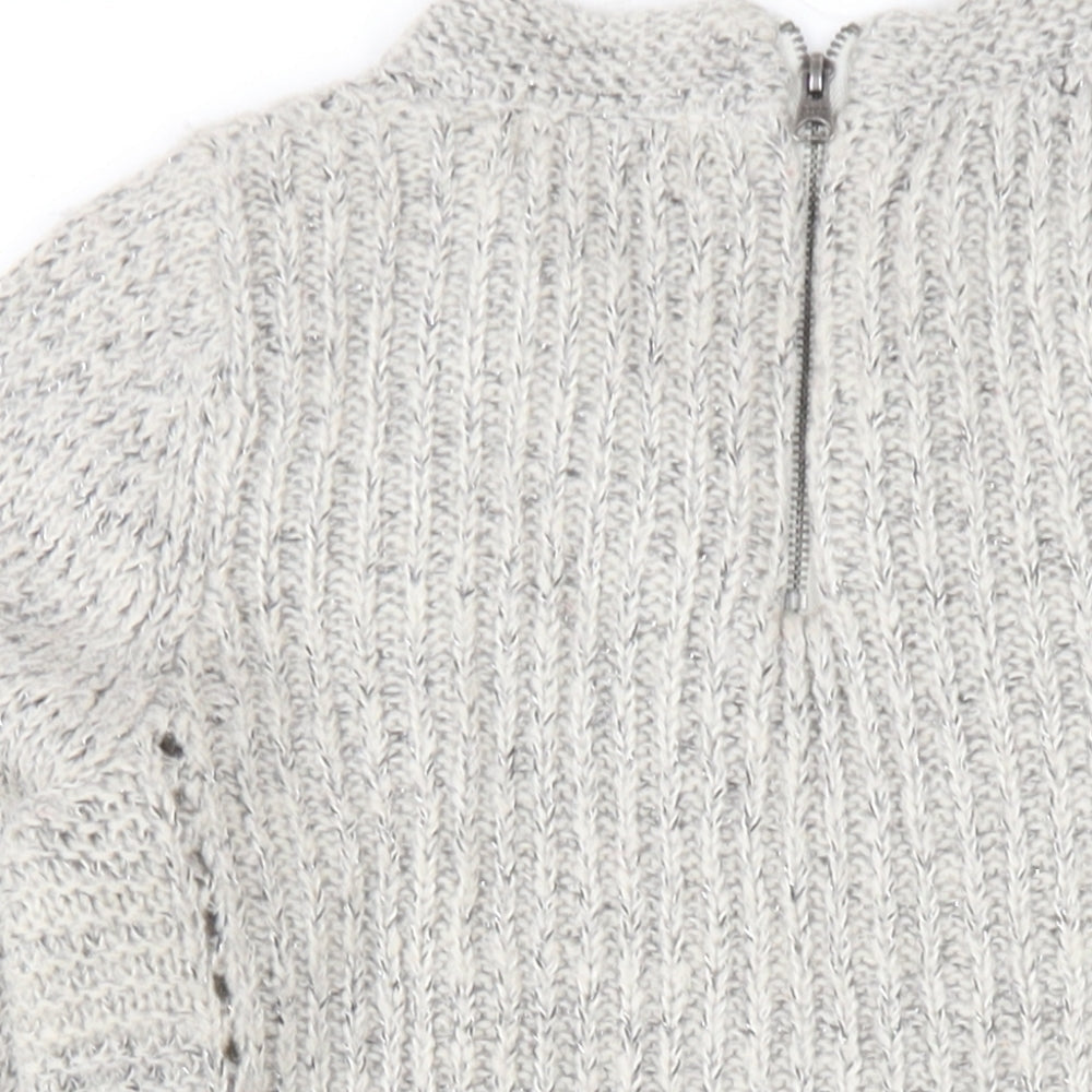 Indigo Womens Grey Round Neck Acrylic Pullover Jumper Size 8