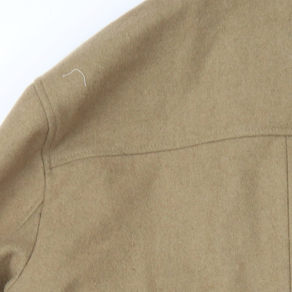 Brand and care label for Only & Sons men’s beige overcoat coat, size L, button