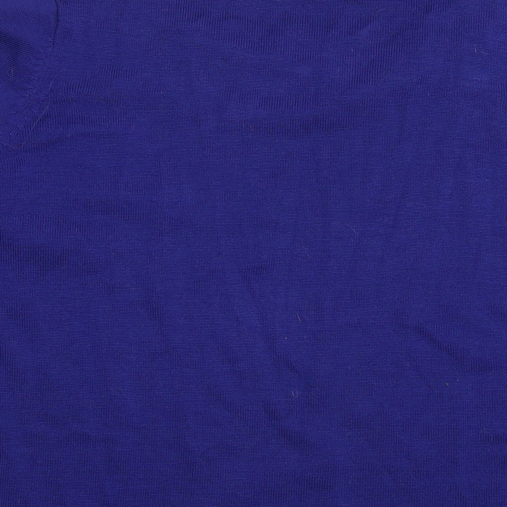 Bonmarché Womens Blue Round Neck Acrylic Pullover Jumper Size M - Lace Detail