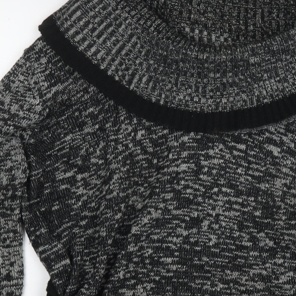 Bonmarché Womens Black Roll Neck Acrylic Tunic Jumper Size XL