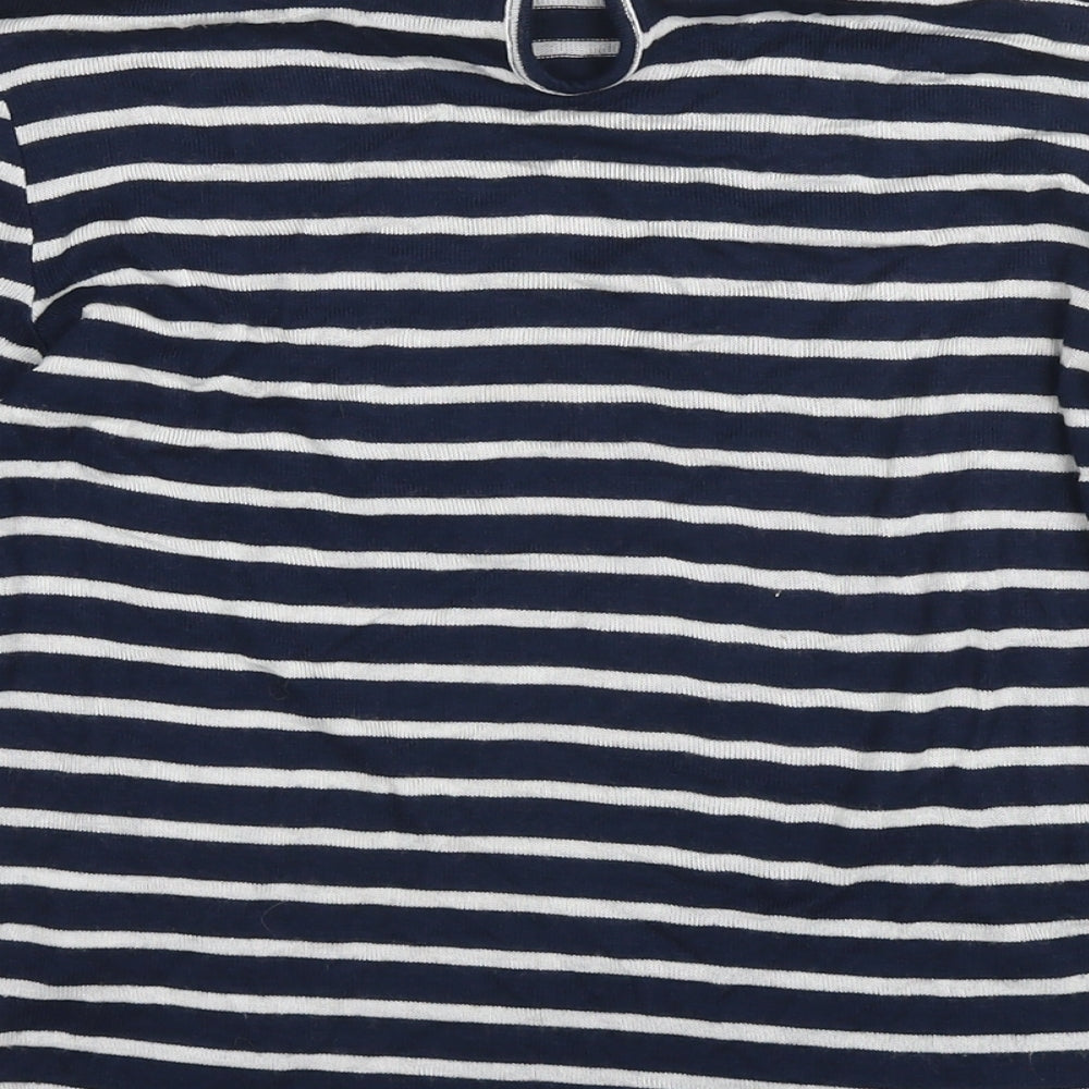 Jump Womens Blue Collared Striped Viscose Pullover Jumper Size XS
