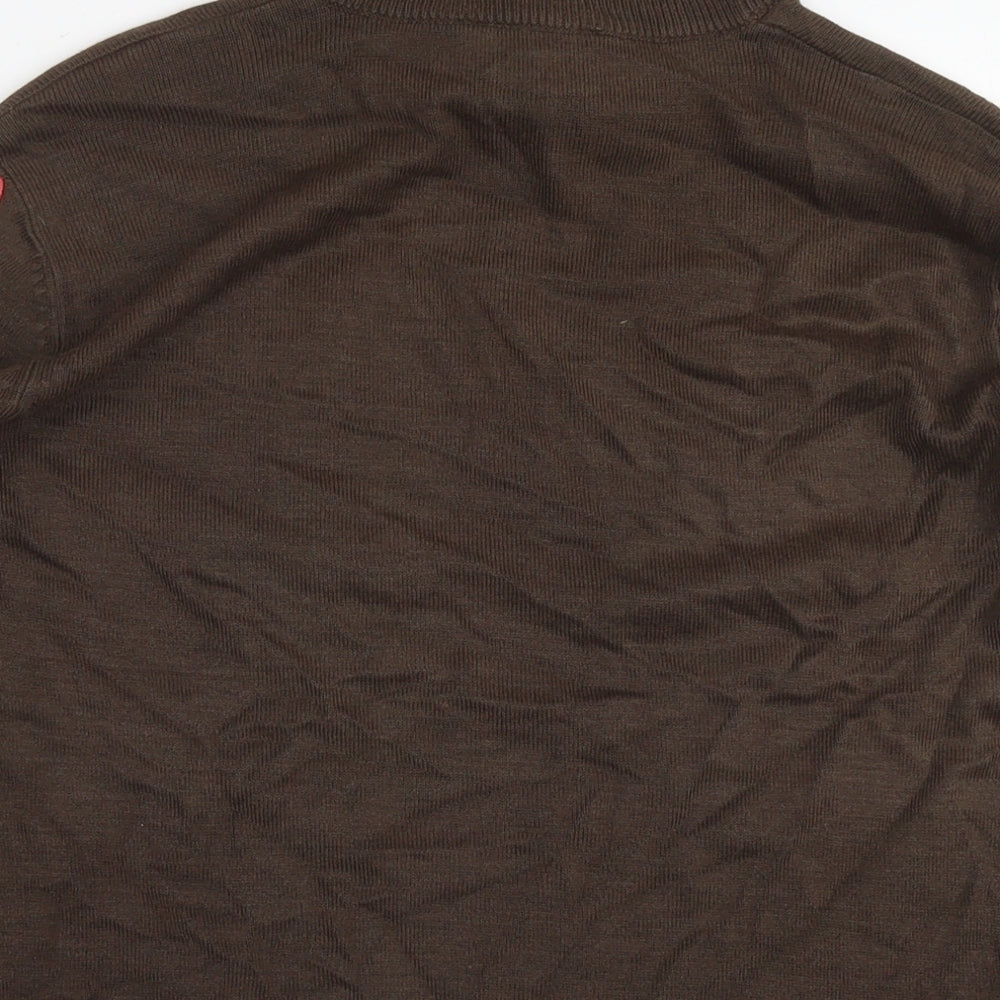 Janique Womens Brown Round Neck Polyester Pullover Jumper Size 14 - Knot Detail