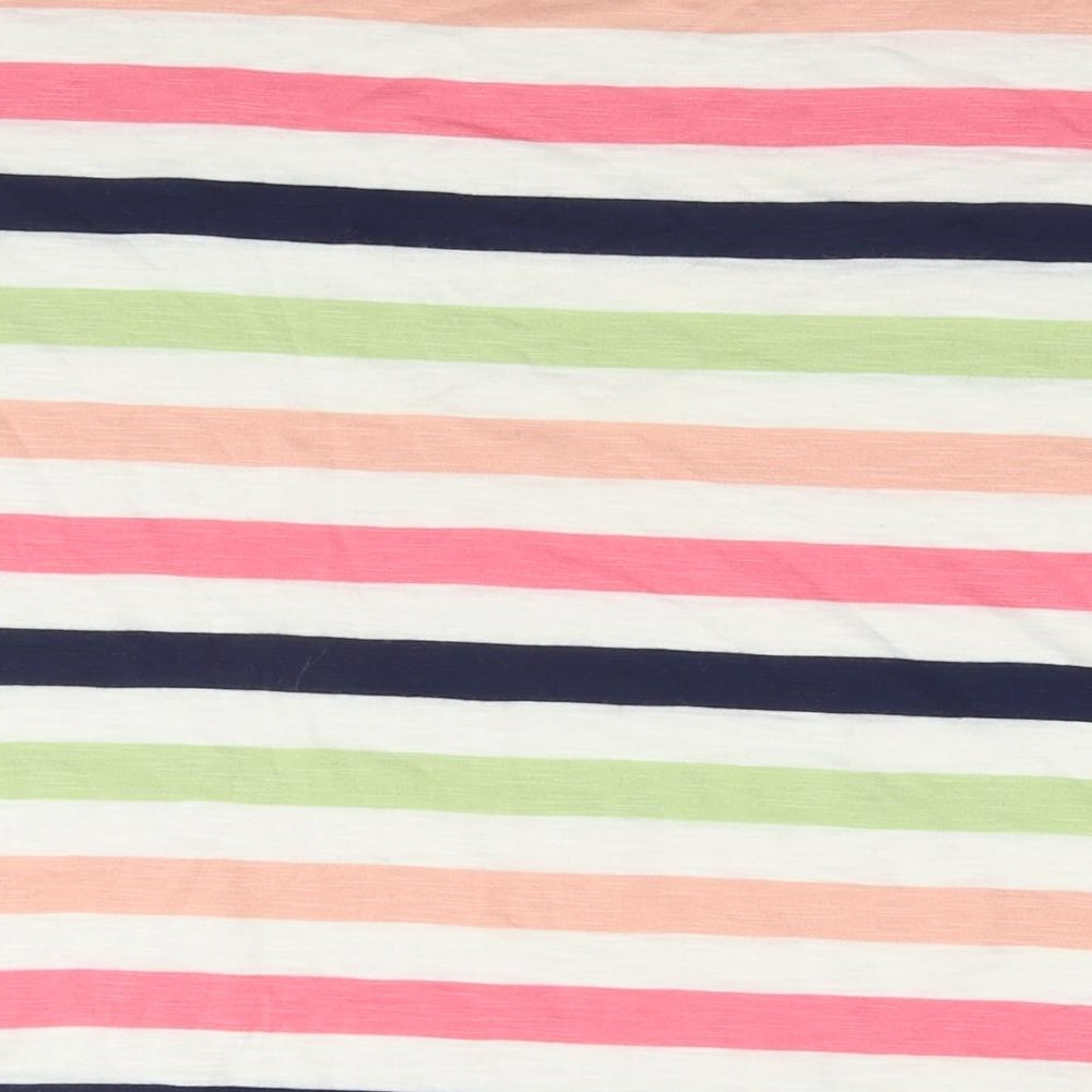 Oasis Womens Multicoloured Striped Viscose Basic T-Shirt Size M Round Neck