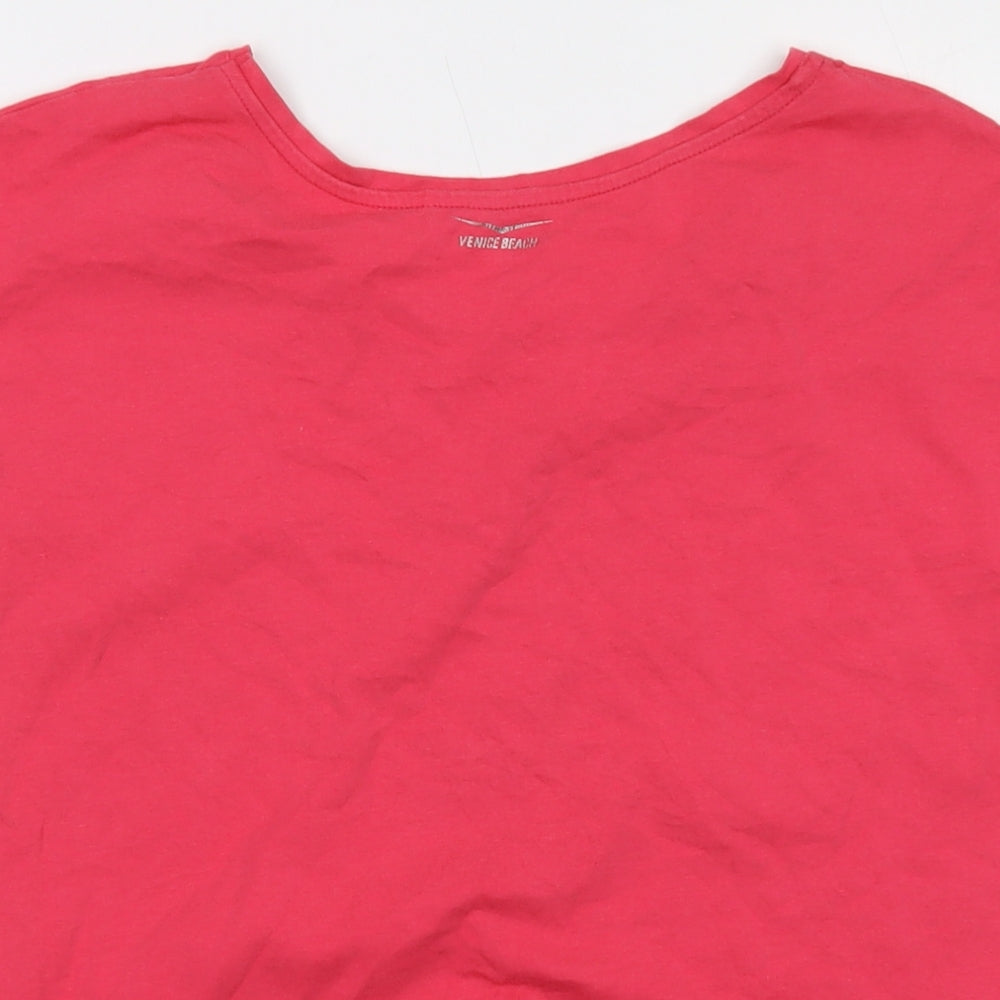 Venice Beach Womens Pink Cotton Basic T-Shirt Size S Round Neck