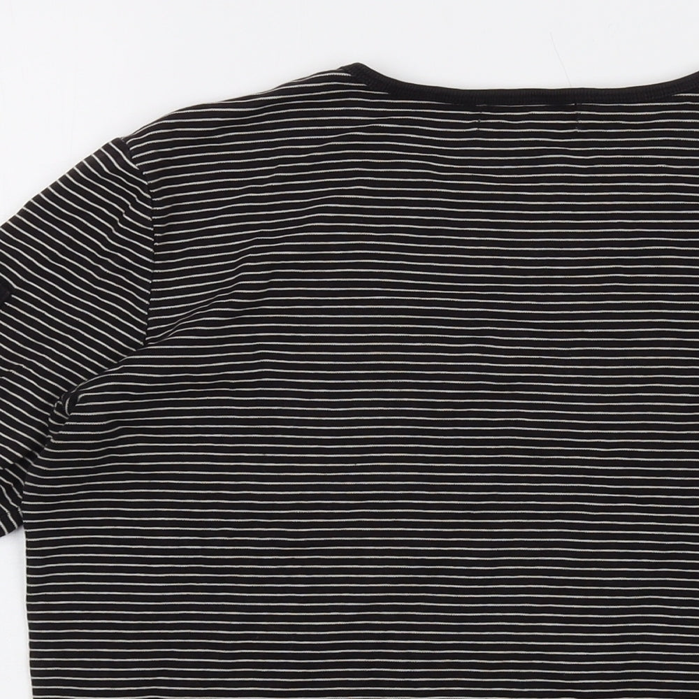 Jones New York Womens Brown Striped Cotton Basic T-Shirt Size M Round Neck