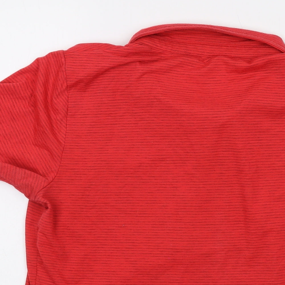 Rohan Womens Red Striped Polyester Basic Polo Size 12 Collared