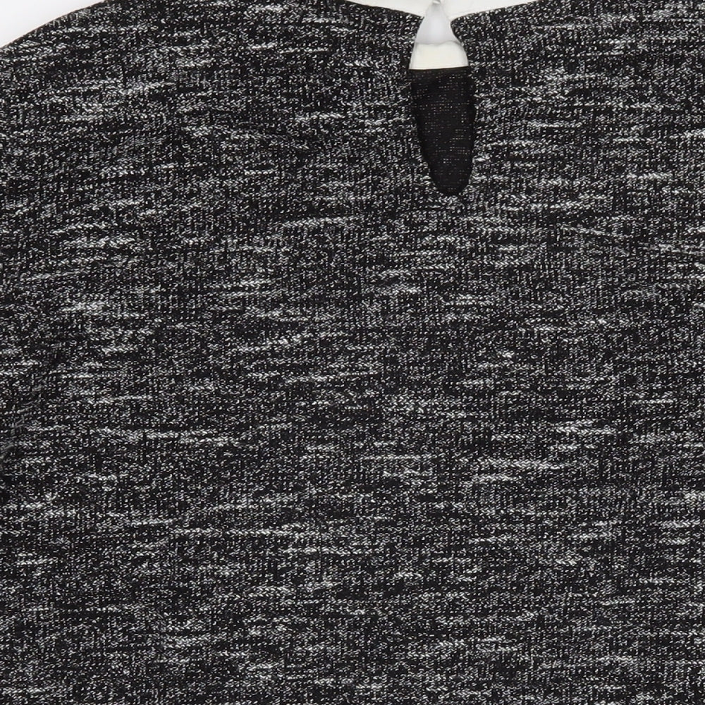 Oasis Womens Black Collared Polyester Pullover Jumper Size M