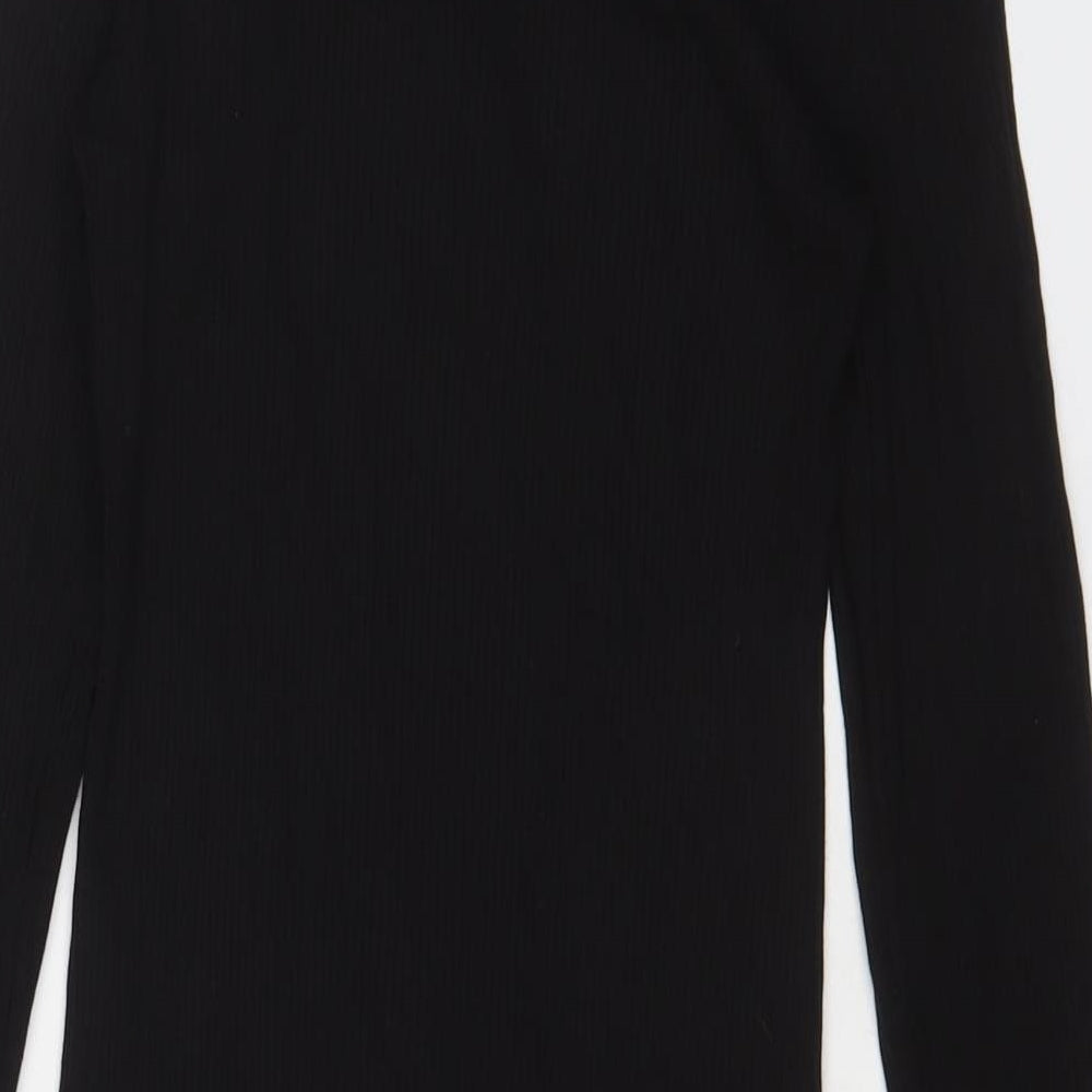 Topshop Womens Black Viscose Bodycon Size 10 Square Neck Pullover