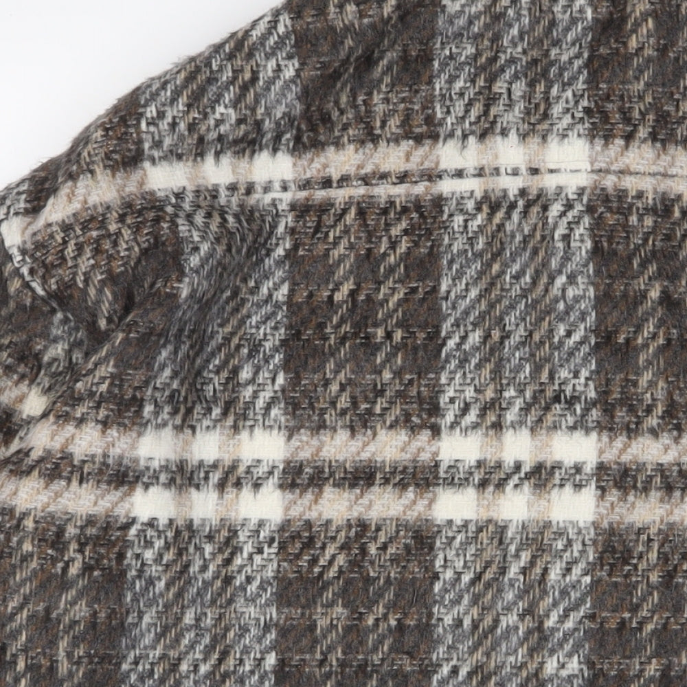Missguided Womens Brown Plaid Jacket Size 10 Snap