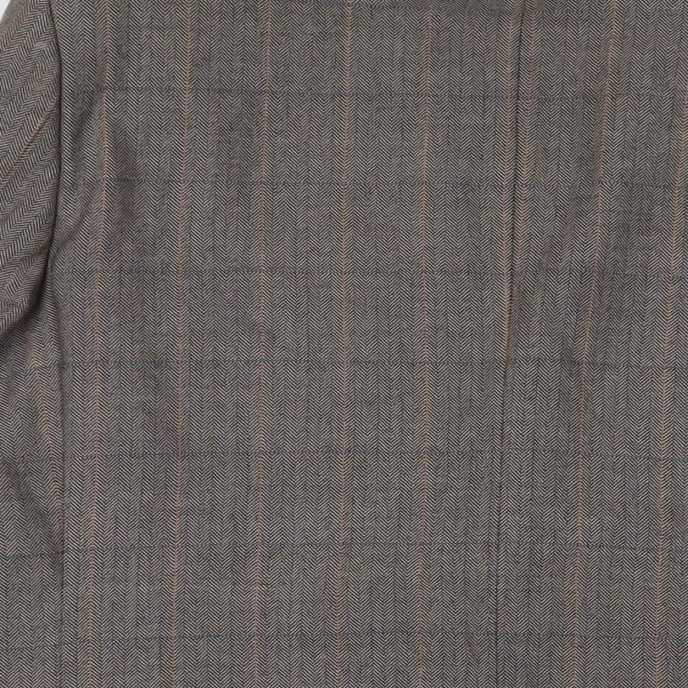 Wellington Mens Brown Plaid Wool Jacket Suit Jacket Size 46 Regular