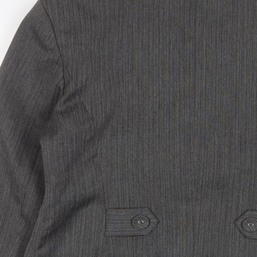 MARK ONE Womens Grey Striped Jacket Blazer Size 12 Button