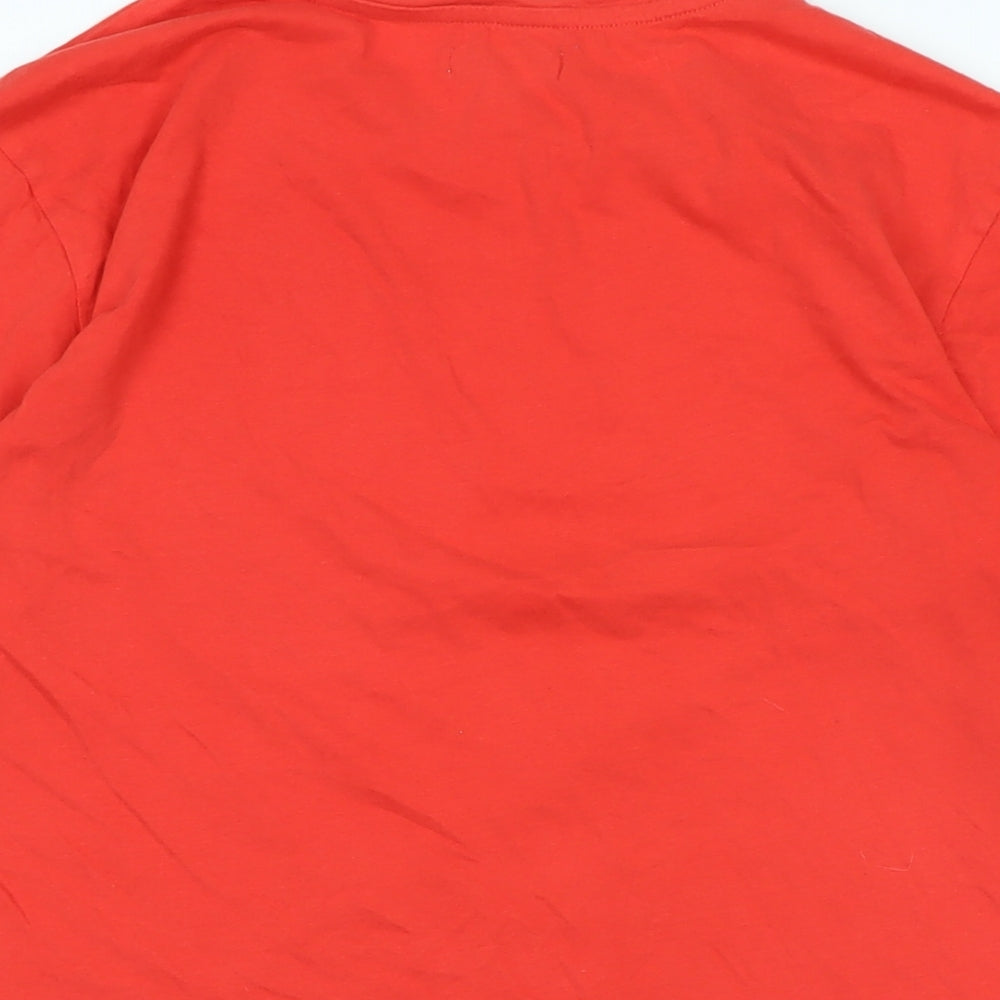 After ski Womens Red Cotton Basic T-Shirt Size S Crew Neck - Logo