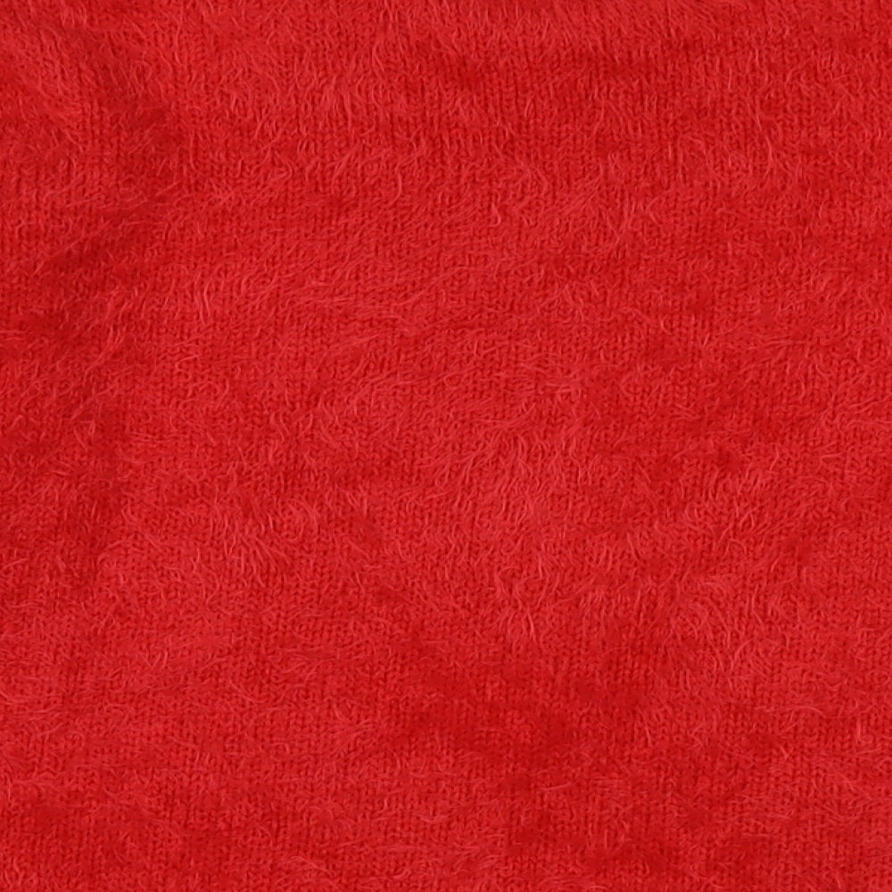 Klass Womens Red Crew Neck Polyacrylate Fibre Pullover Jumper Size L - Logo - Penguin in Sequins