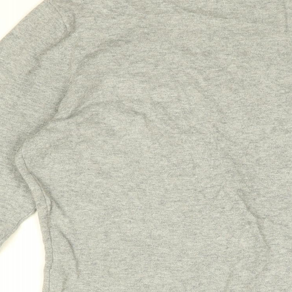 TCM Womens Grey Cotton Basic Button-Up Size 10 V-Neck