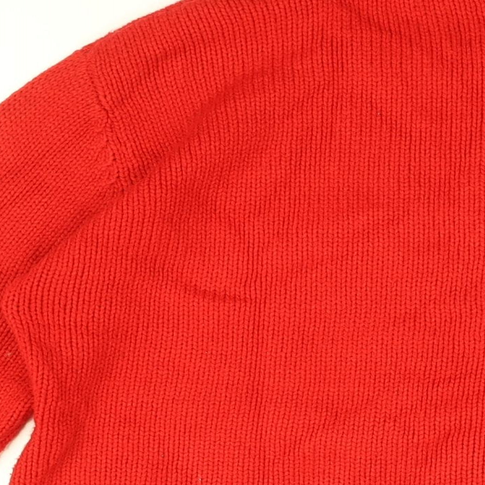 First Avenue Womens Red Round Neck Acrylic Pullover Jumper Size M - Size M/L, Snowman, Christmas Jumper