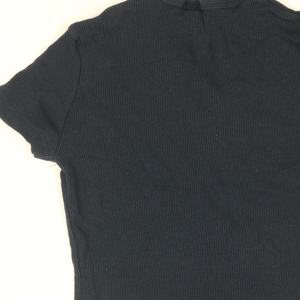 Cotton Traders Womens Blue Cotton Basic T-Shirt Size 12 V-Neck
