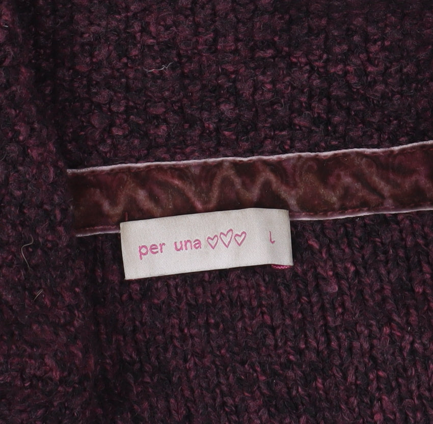 Marks & Spencer Purple Cardigan, L, Wool Blend, 3/4 Sleeve