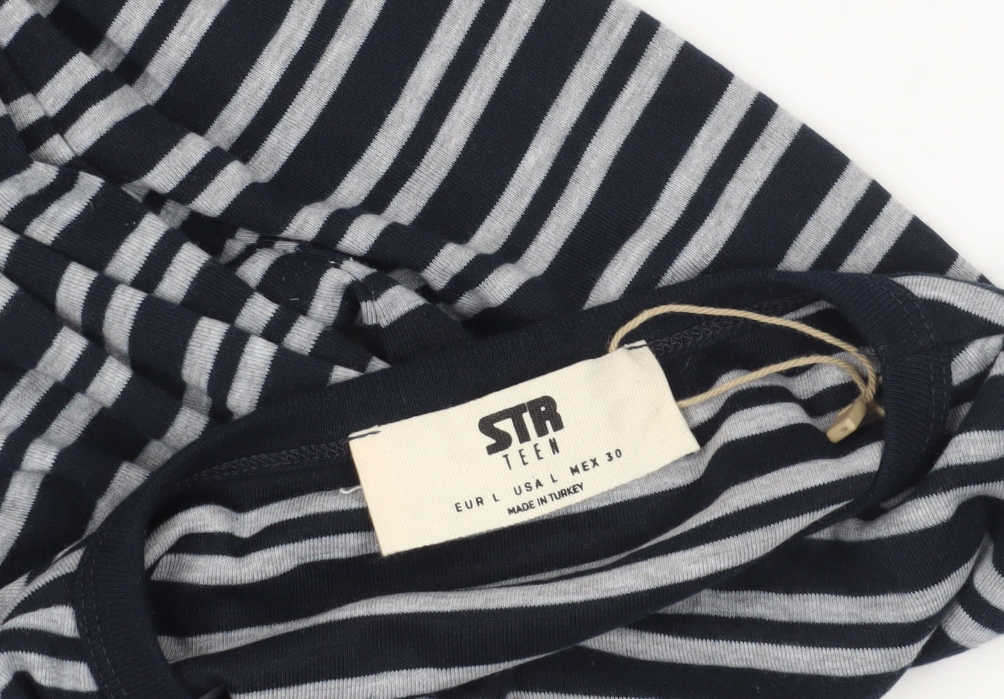 STR Black Striped Cropped T-Shirt - Size 12
