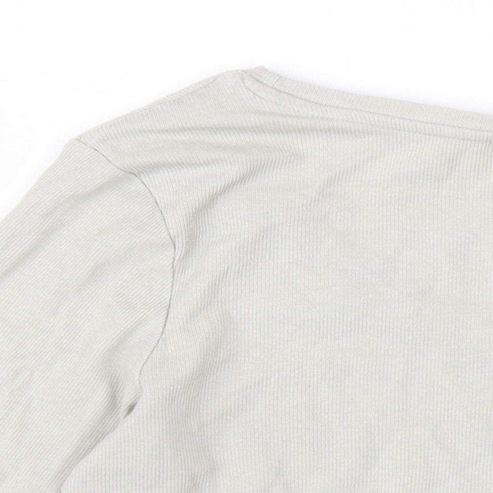 H&M Womens Grey Modal Basic T-Shirt Size L Scoop Neck