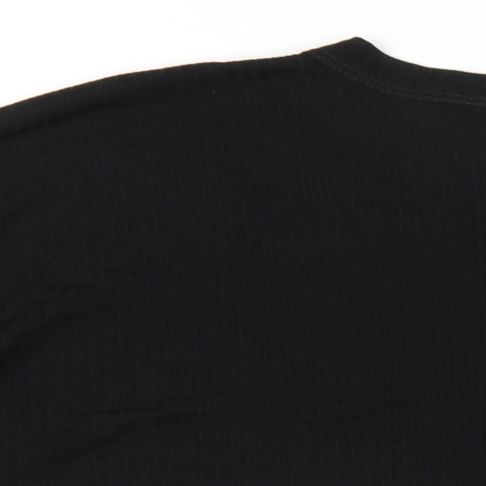ASOS Womens Black Polyester Basic T-Shirt Size 10 Round Neck - Side Slits