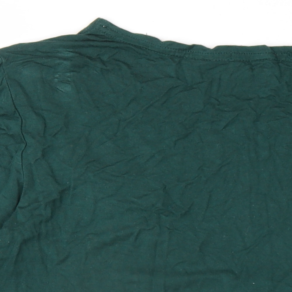 Small Show Womens Green Viscose Basic T-Shirt Size L Round Neck