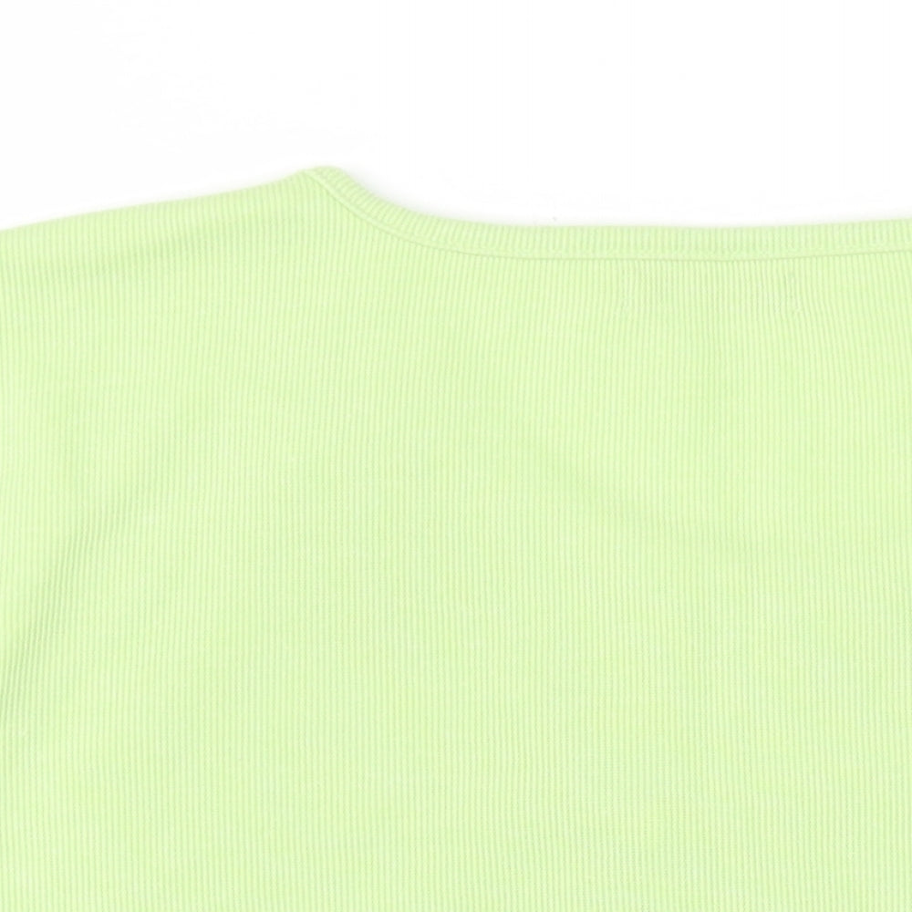 Bonmarché Womens Green Polyester Basic T-Shirt Size L Round Neck