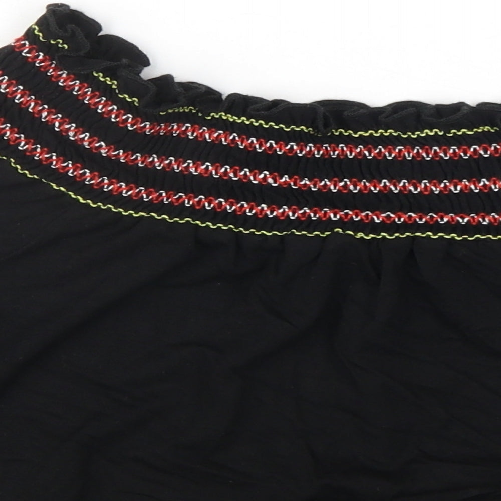 Lipsy Womens Black Viscose Basic T-Shirt Size 10 Off the Shoulder