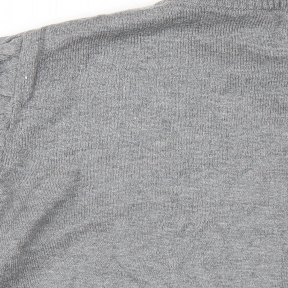 NEXT Womens Grey Round Neck Cotton Pullover Jumper Size 16