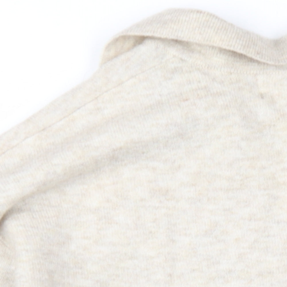 H&M Womens Beige V-Neck Polyester Pullover Jumper Size XS