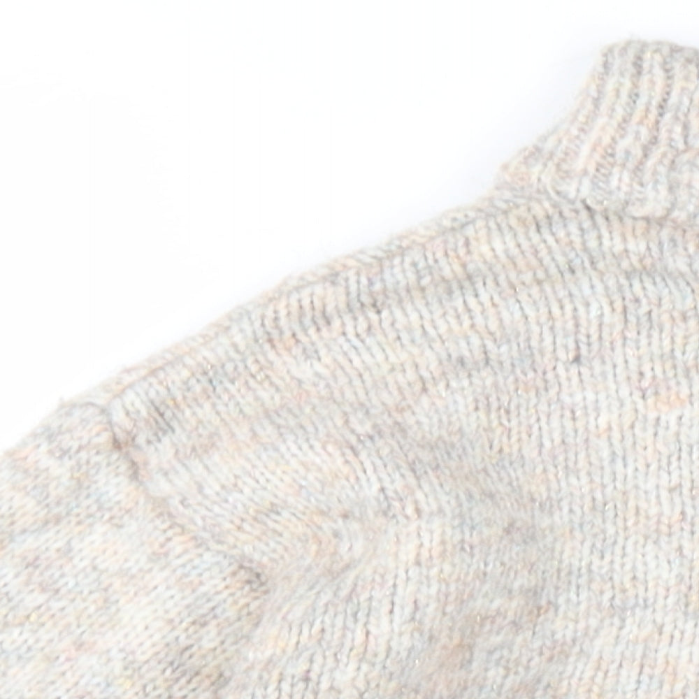 Dorothy Perkins Womens Beige Mock Neck Acrylic Pullover Jumper Size 8