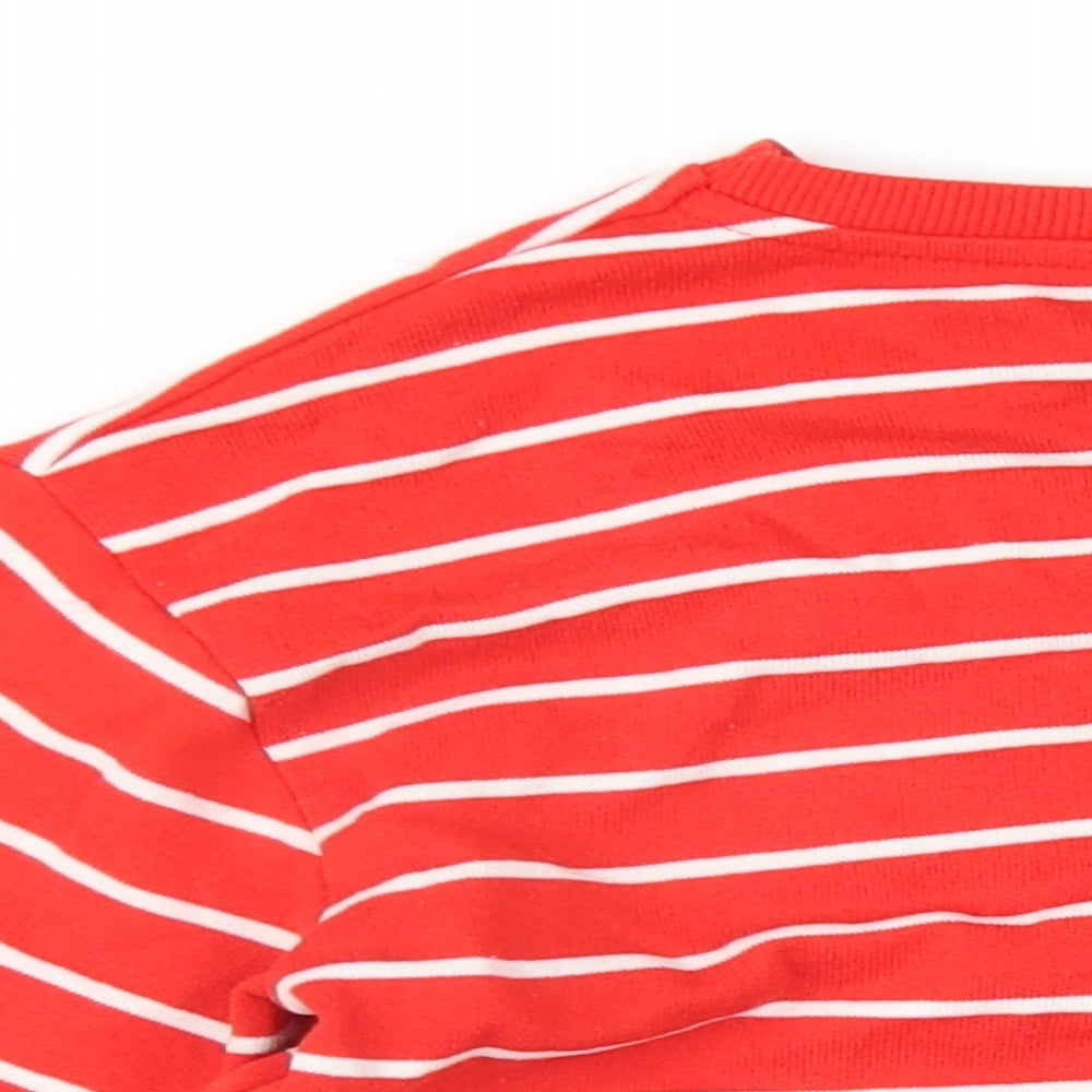 Marks & Spencer Girls Red Striped Polyester Pullover Sweatshirt Size 9-10 Years Pullover