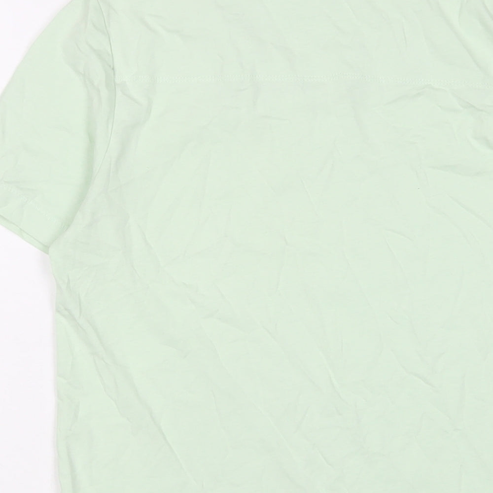 French Connection Mens Green Cotton T-Shirt Size S Crew Neck - Logo, Embroidered