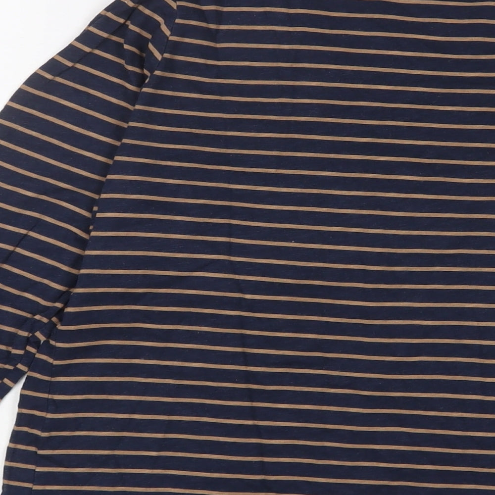 Sonoma Womens Blue Striped Cotton Basic T-Shirt Size S V-Neck