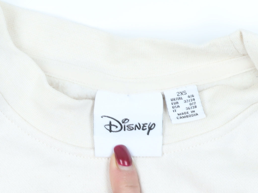 Brand and care label for Disney Ivory 2XS Mickey Mouse Logo Pullover
