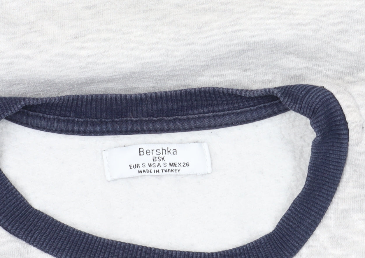 Bershka Grey Pullover Sweatshirt S - College Style