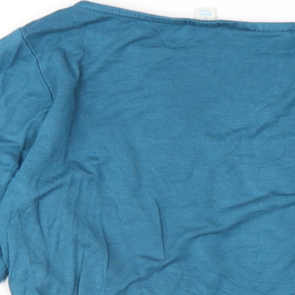 JoJo Maman Bébé Womens Blue Viscose Basic T-Shirt Size S Round Neck