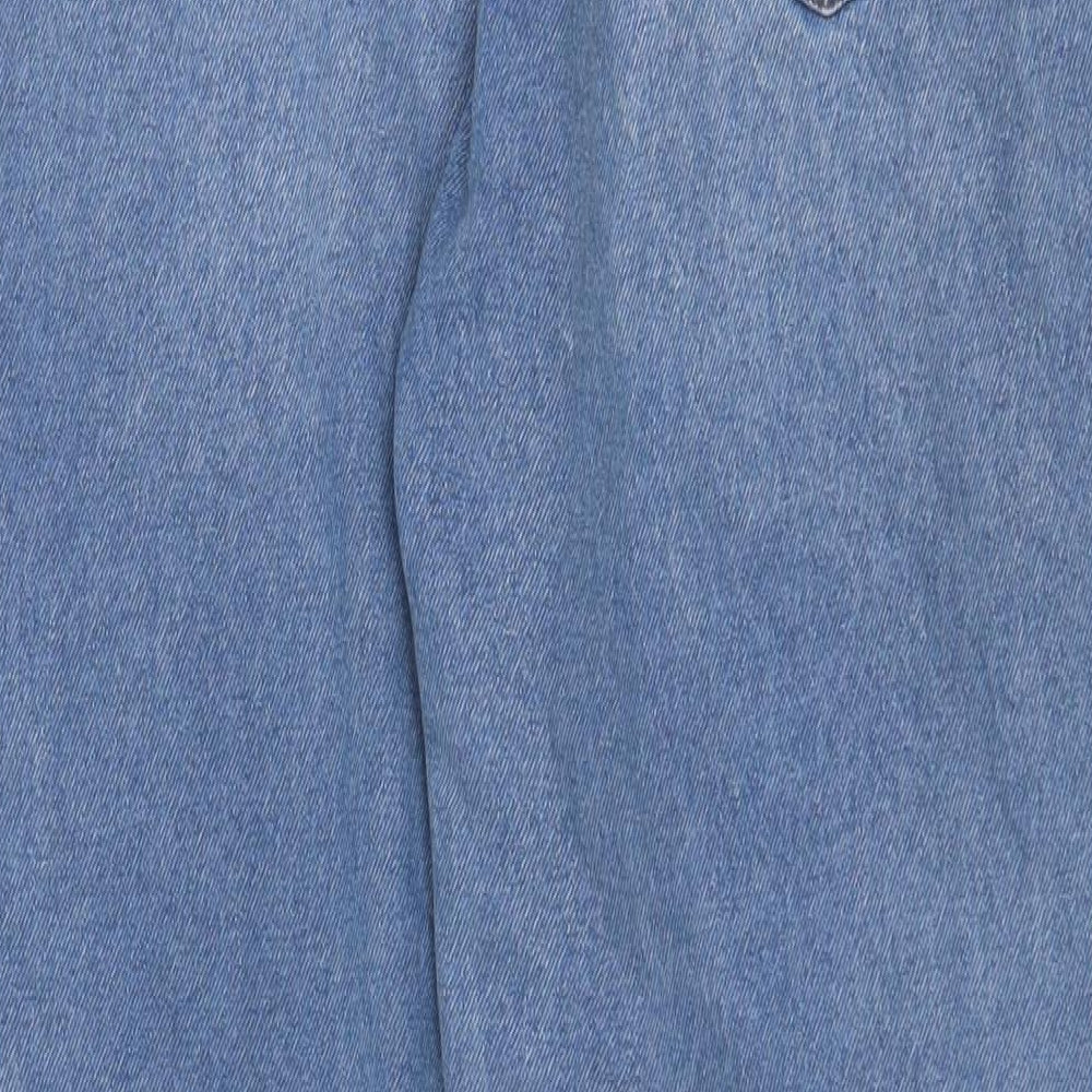 M-17 Womens Blue Cotton Straight Jeans Size 14 L29 in Regular Zip