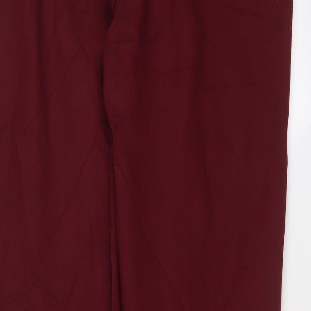 Lands' End Womens Red Viscose Trousers Size 14 L25 in Regular Hook & Eye