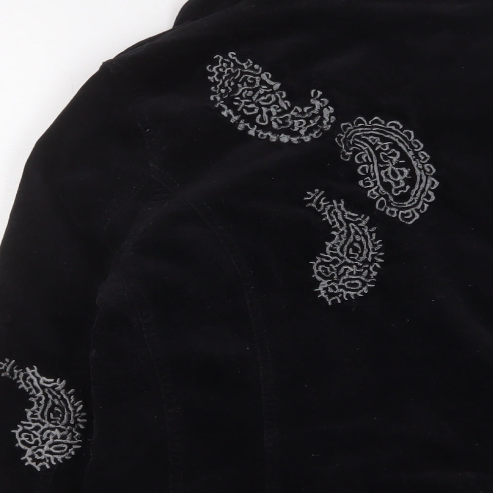 Y London Womens Black Jacket Size S Button - Embroidered