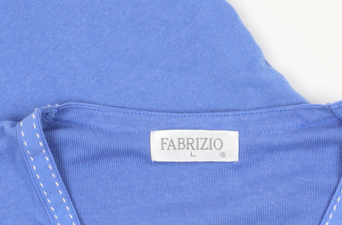 Fabrizio Blue Wrap V-Neck T-Shirt Large